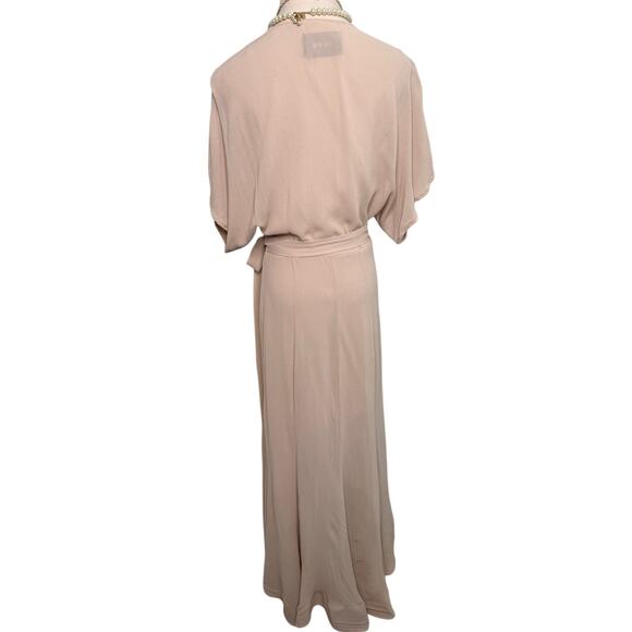 Reformation Wooster/Winslow Dress buff champagne flutter sleeve wrap size medium - Picture 13 of 16
